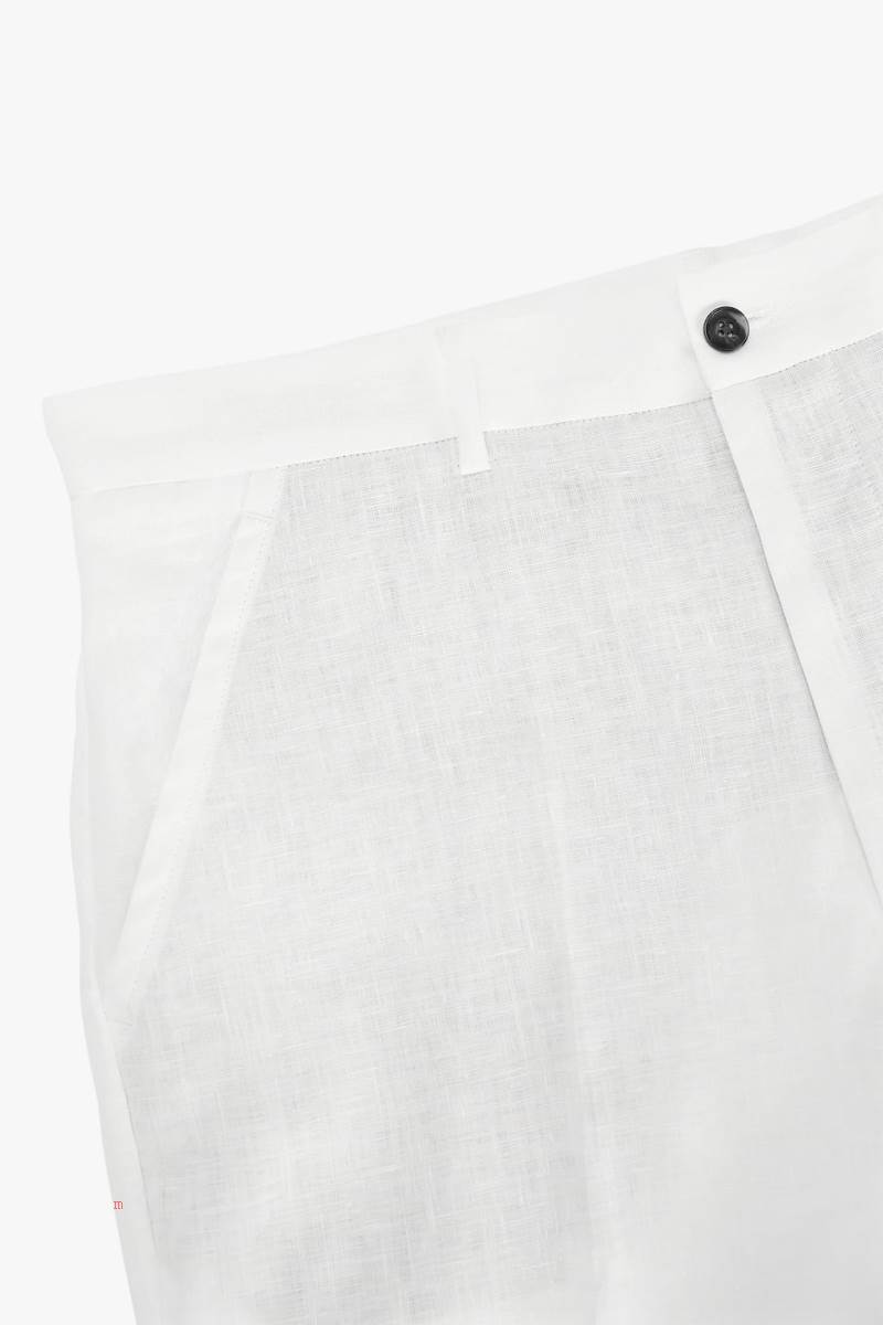 ZARA 100% LINEN BERMUDA Shorts Herr Vita | BWEYF-4867