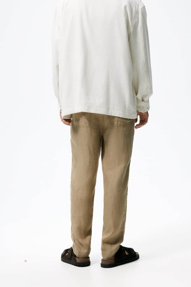 ZARA 100% LINEN Byxor Herr Bruna | RWOBN-5098