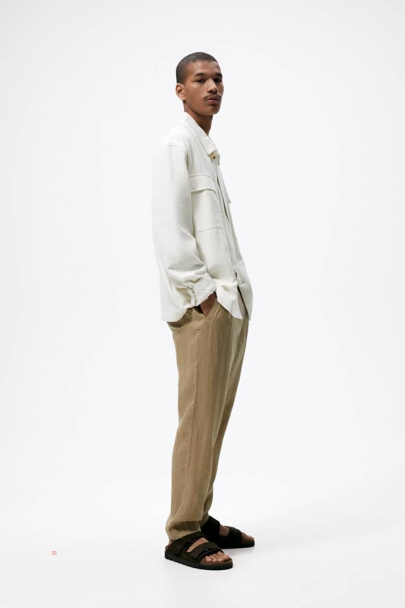 ZARA 100% LINEN Byxor Herr Bruna | RWOBN-5098