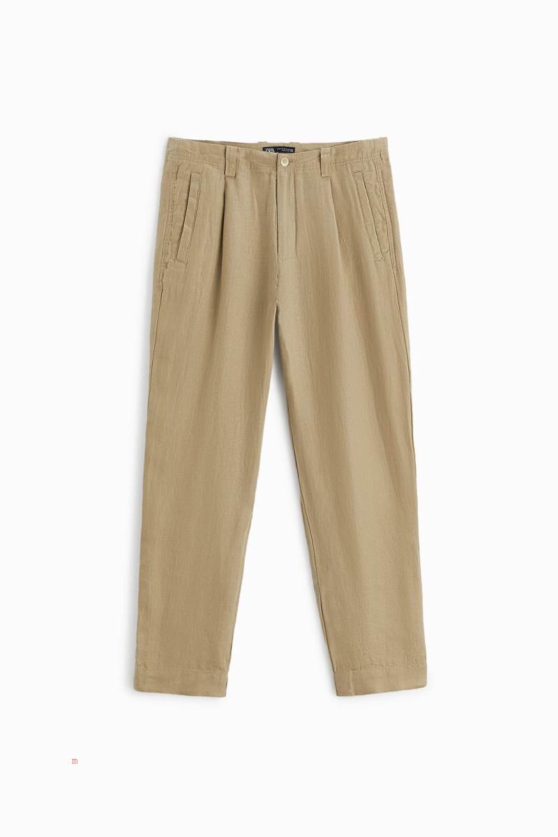 ZARA 100% LINEN Byxor Herr Bruna | RWOBN-5098