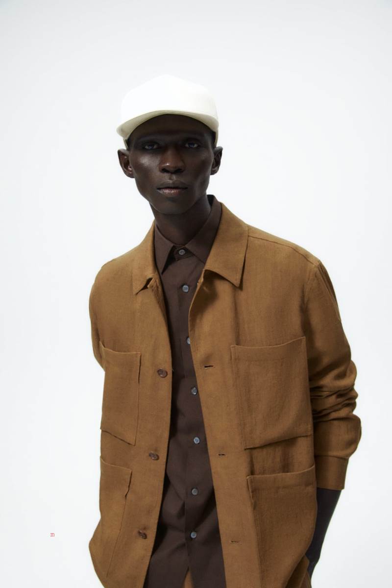 ZARA 100% LINEN Övertröja Herr Bruna | SQORA-4089