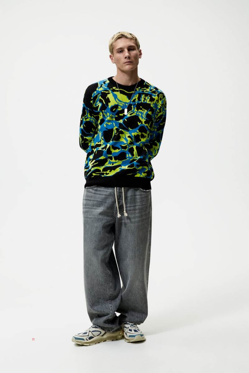 ZARA ABSTRACT JACQUARD Tröjor Herr Svarta | OBICZ-4701