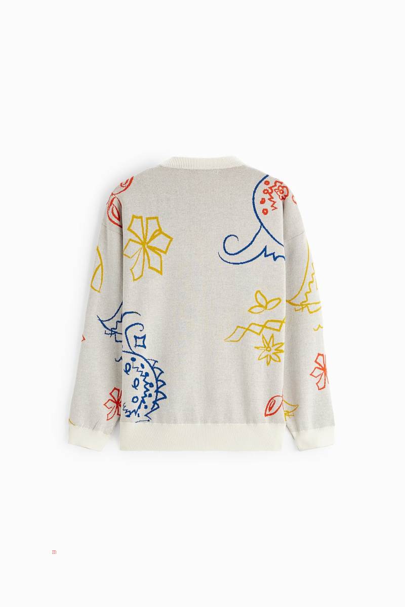 ZARA ABSTRACT JACQUARD Tröjor Herr Vita | MKCZP-9037