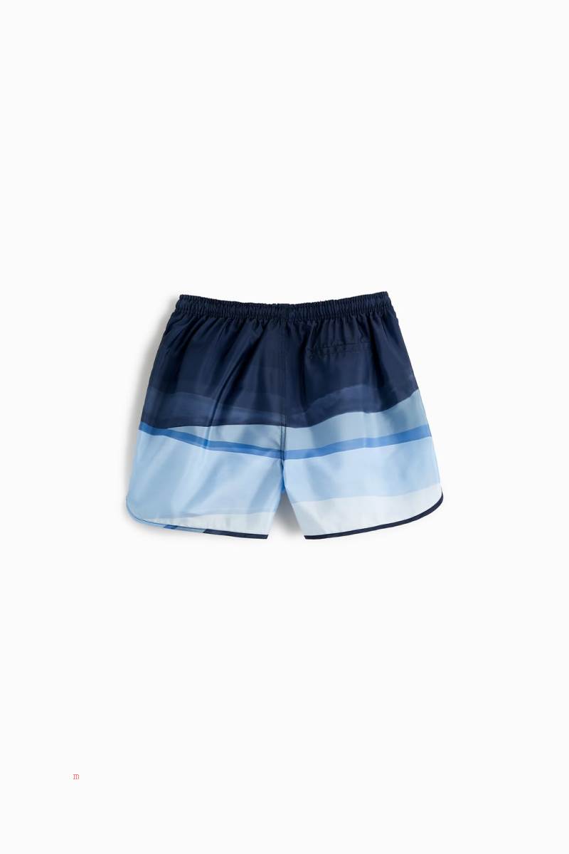 ZARA ABSTRACT PRINT SWIMMING TRUNKS Badkläder Herr Marinblå Blå | JFHXN-2810