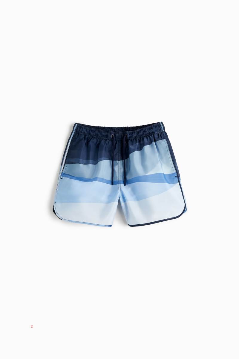 ZARA ABSTRACT PRINT SWIMMING TRUNKS Badkläder Herr Marinblå Blå | JFHXN-2810