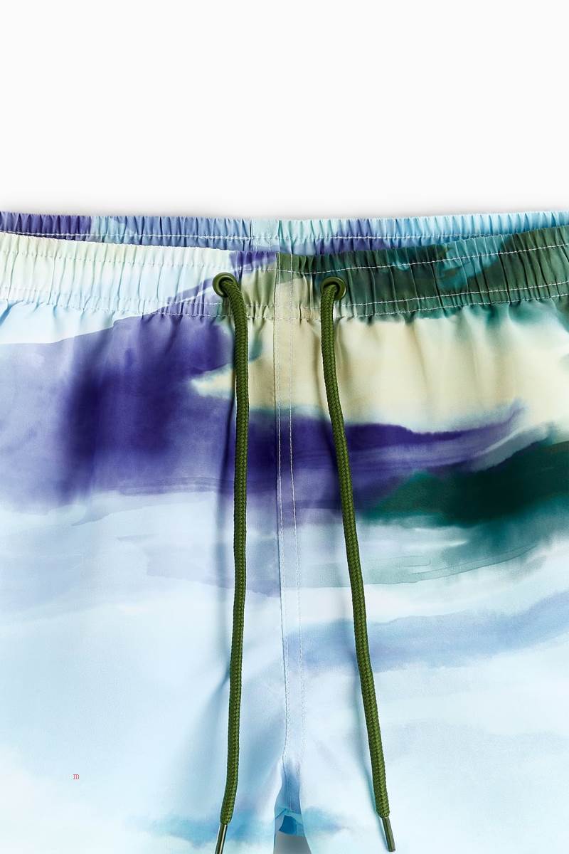 ZARA ABSTRACT PRINT SWIMMING TRUNKS Badkläder Herr Blå | OIZHT-9564