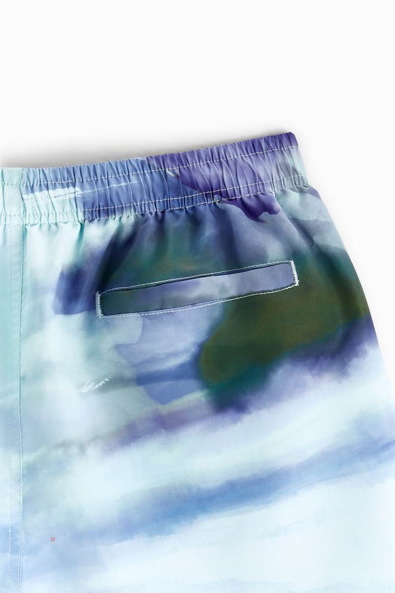 ZARA ABSTRACT PRINT SWIMMING TRUNKS Badkläder Herr Blå | OIZHT-9564
