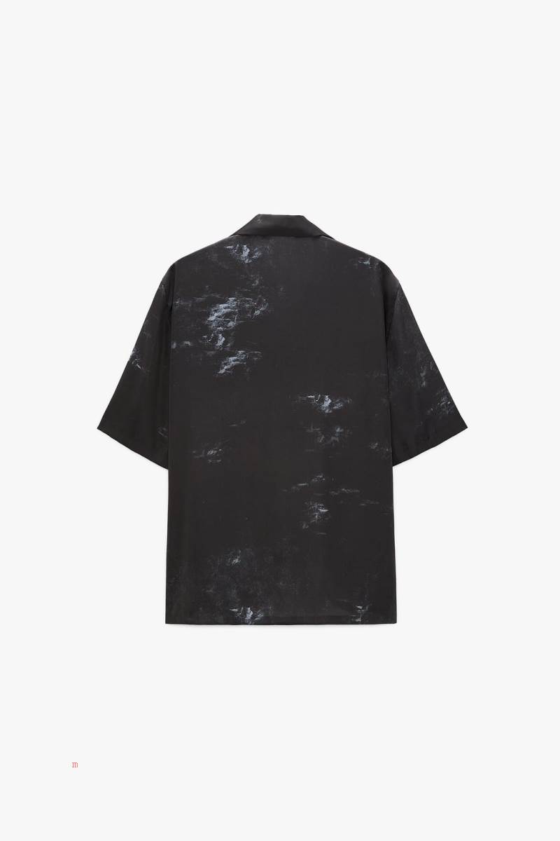 ZARA ABSTRACT PRINT Skjorta Herr Svarta | DKFLH-9617