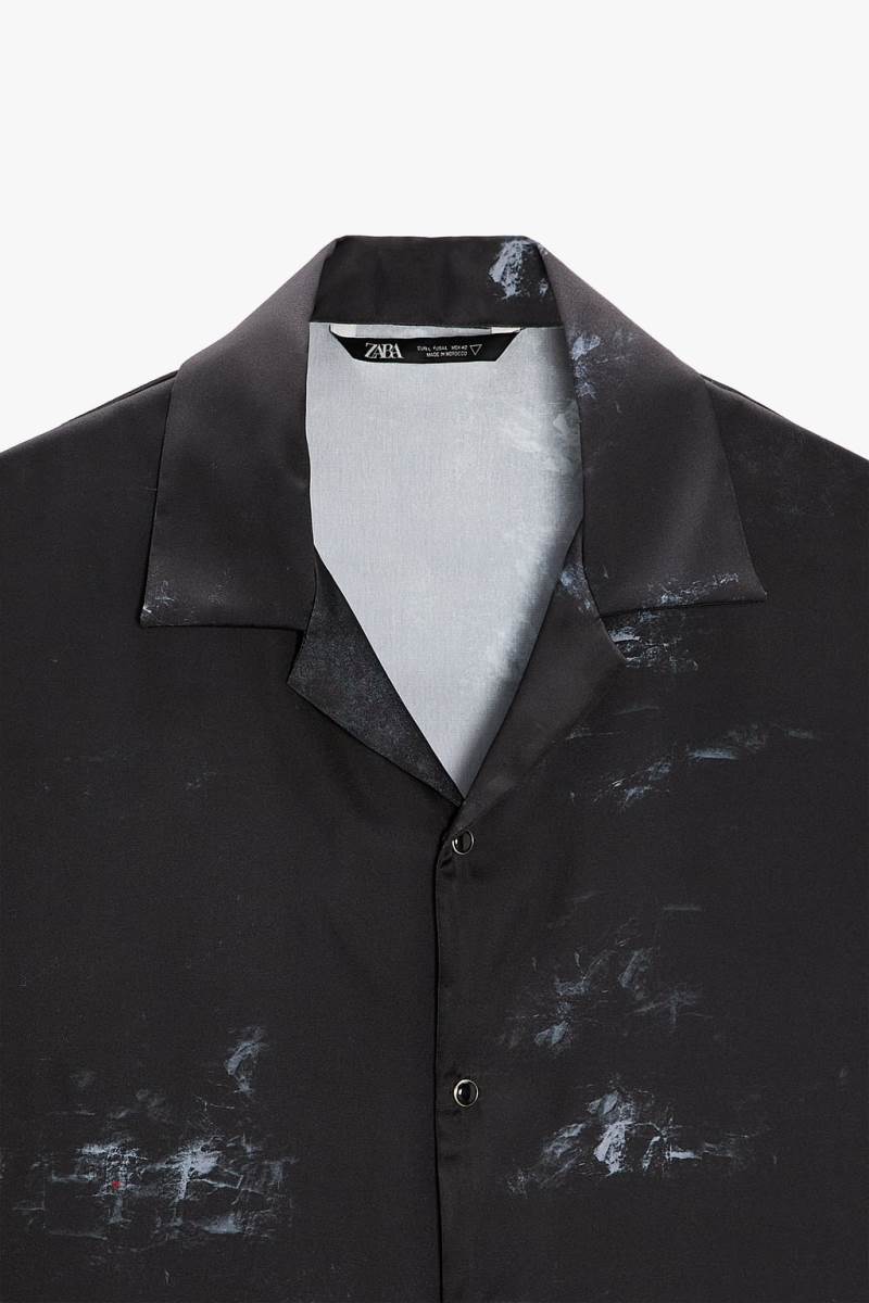 ZARA ABSTRACT PRINT Skjorta Herr Svarta | DKFLH-9617