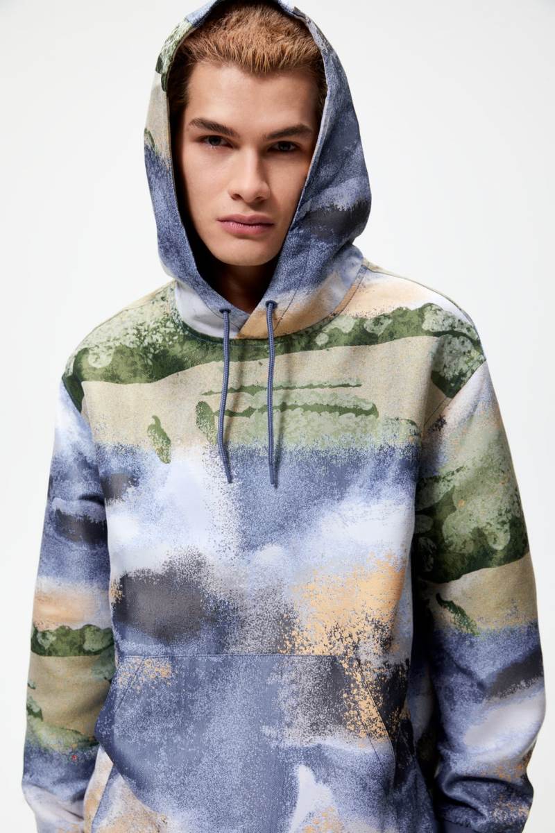 ZARA ABSTRACT PRINT Sweatshirt Herr Blå | YBWMA-9538
