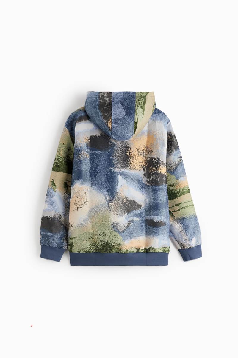 ZARA ABSTRACT PRINT Sweatshirt Herr Blå | YBWMA-9538