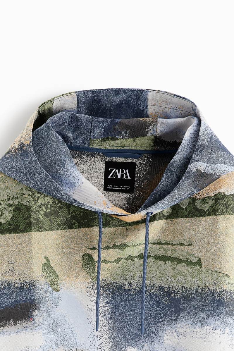 ZARA ABSTRACT PRINT Sweatshirt Herr Blå | YBWMA-9538