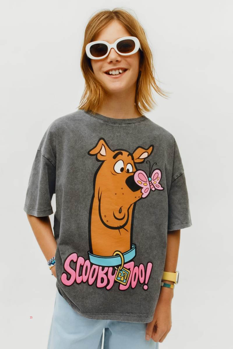 ZARA ACID WASH SCOOBY-DOO™ T-shirt Tjej Mörkgrå | KFJQG-8752