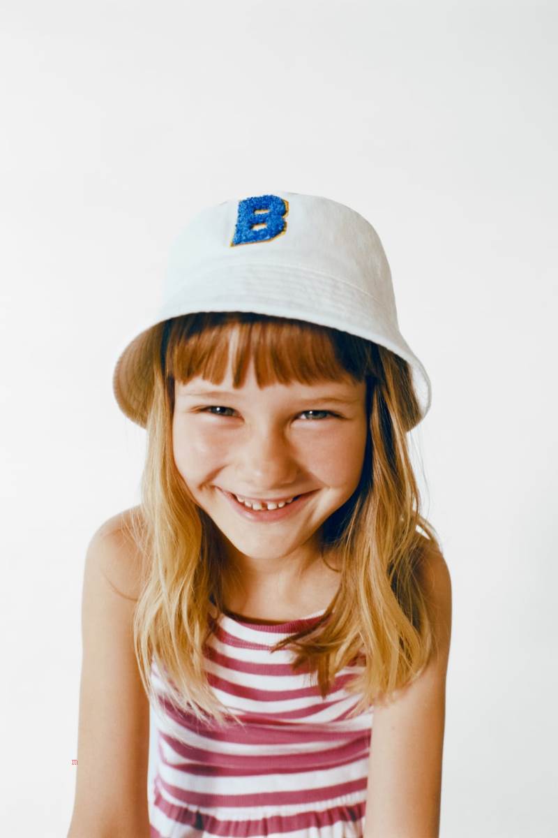 ZARA ALPHABET BUCKET Hatt Tjej Vita | RHYXS-4607