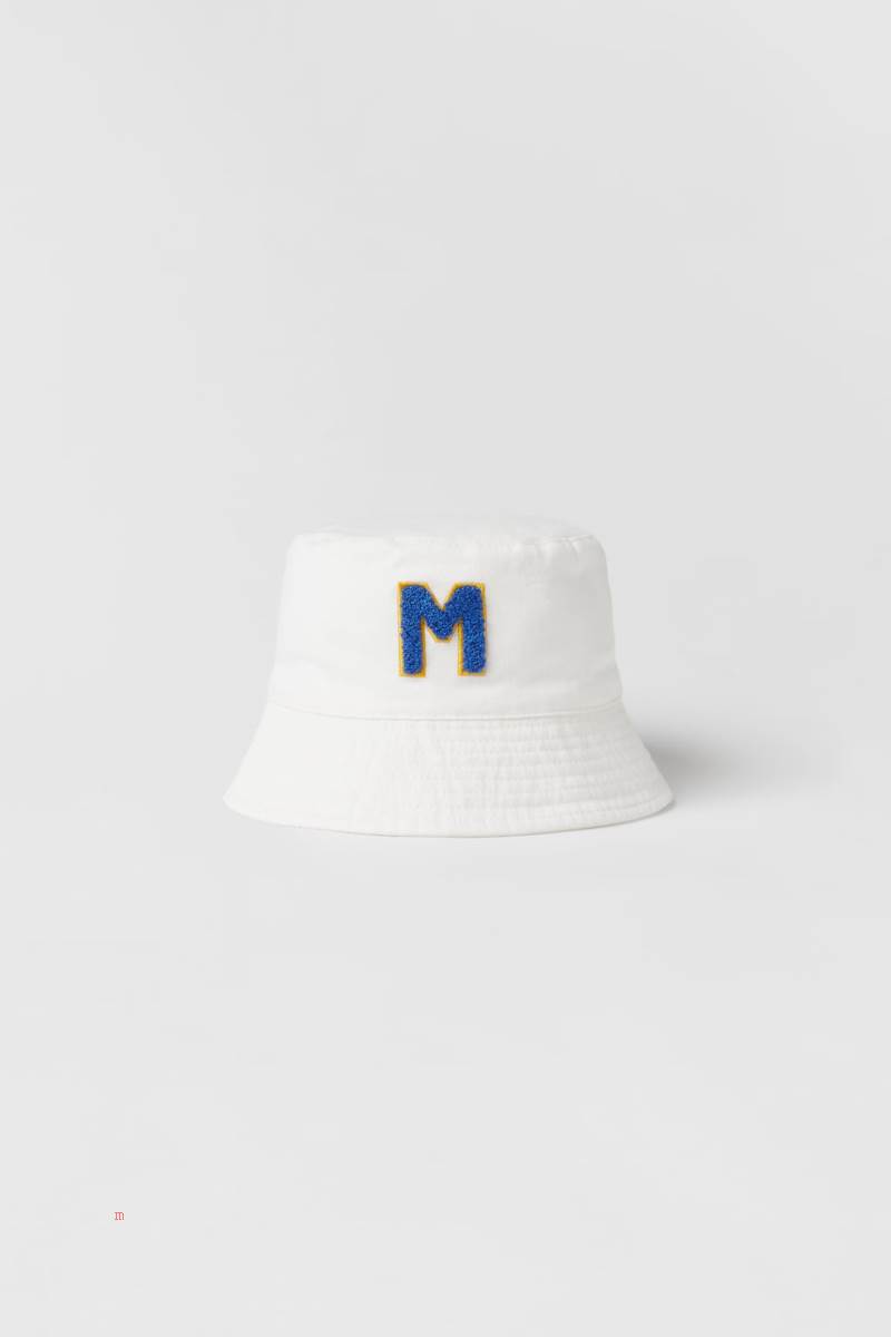 ZARA ALPHABET BUCKET Hatt Tjej Vita | RHYXS-4607