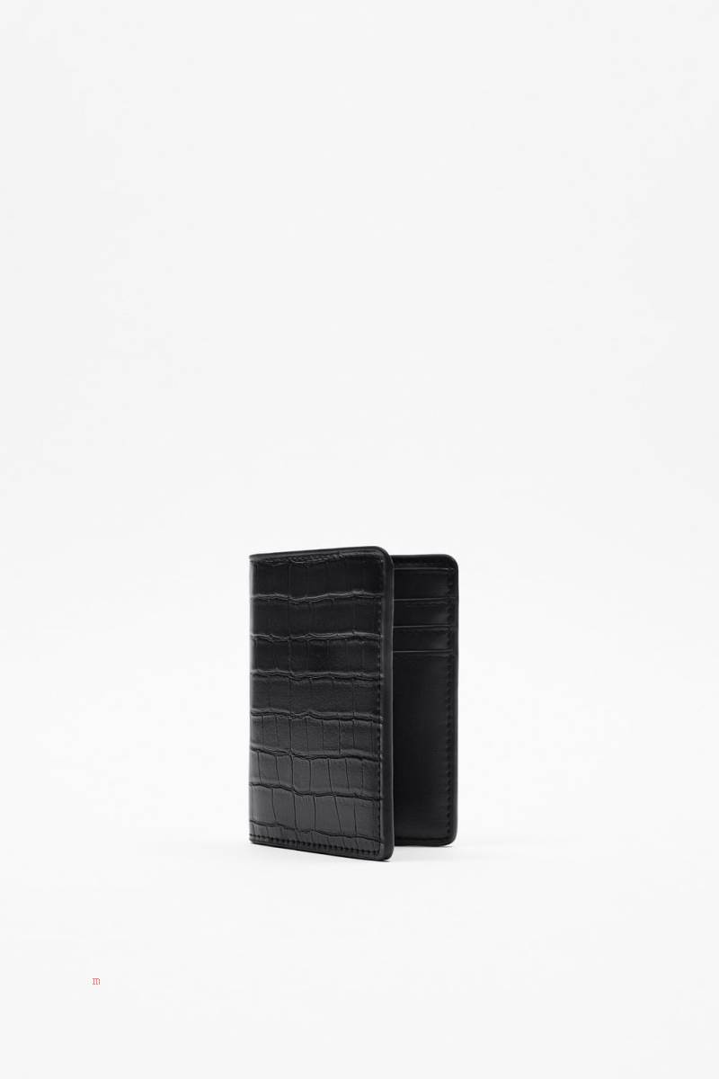 ZARA ANIMAL PRINT CARD HOLDER Plånbok Herr Svarta | FATQX-2359