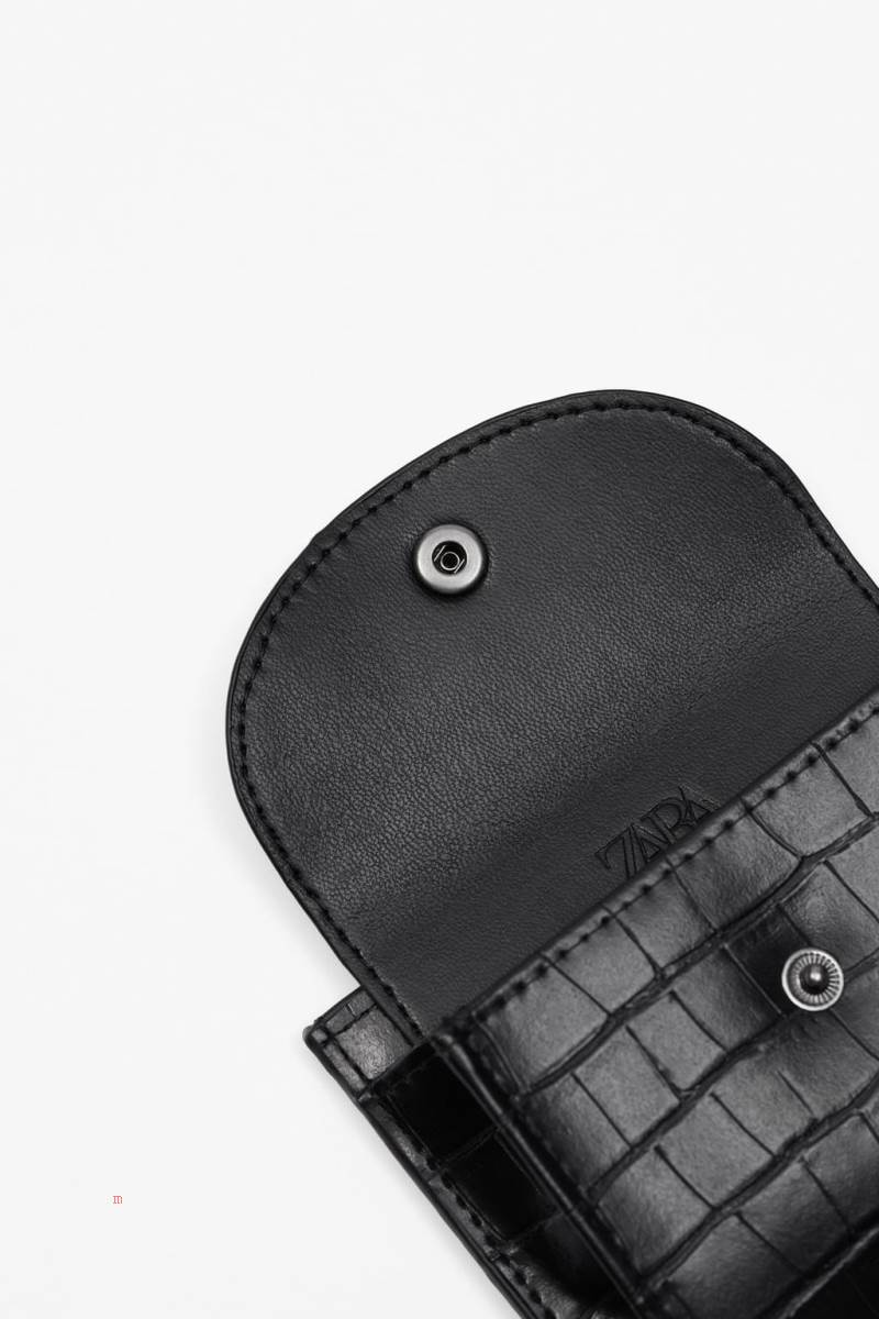 ZARA ANIMAL PRINT CARD HOLDER Plånbok Herr Svarta | GOFYT-0295