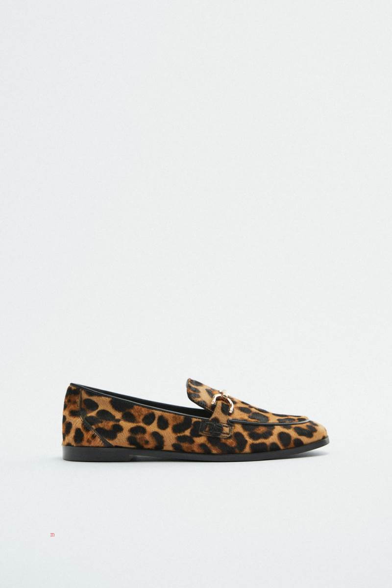 ZARA ANIMAL PRINT Loafers Dam Leopard | GCVEU-6473