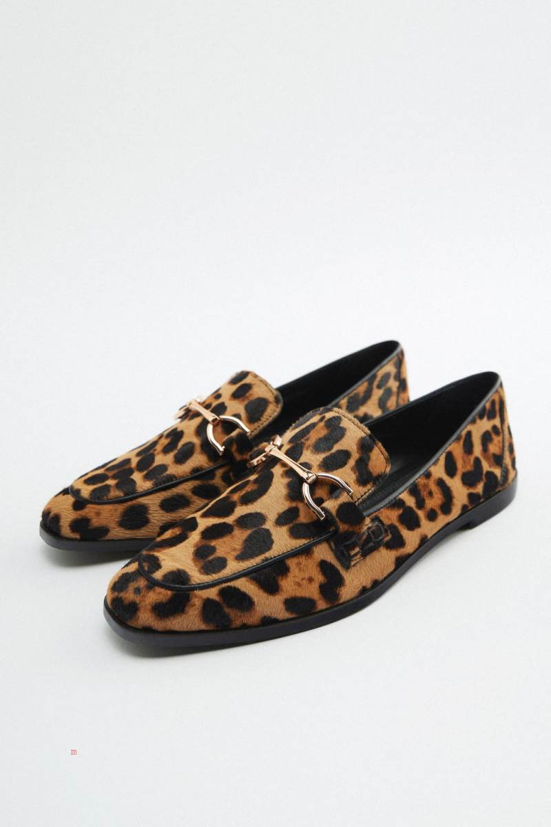 ZARA ANIMAL PRINT Loafers Dam Leopard | GCVEU-6473