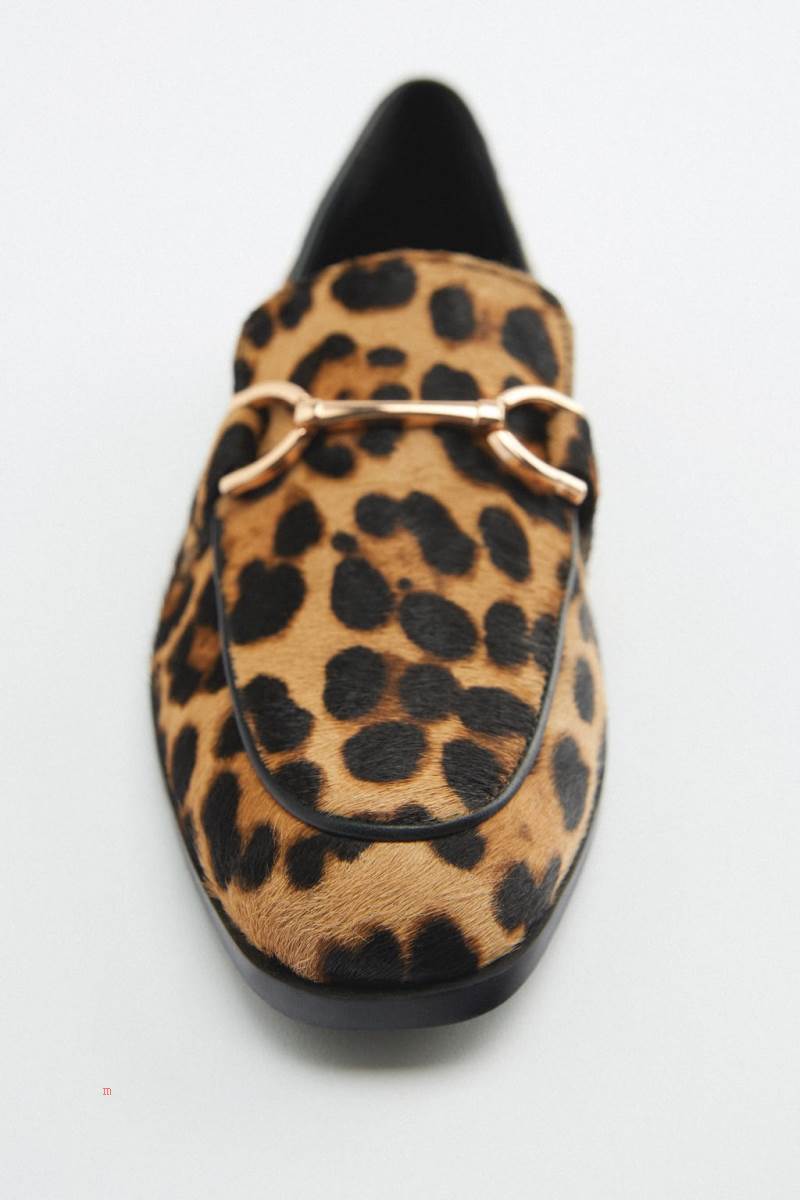 ZARA ANIMAL PRINT Loafers Dam Leopard | GCVEU-6473