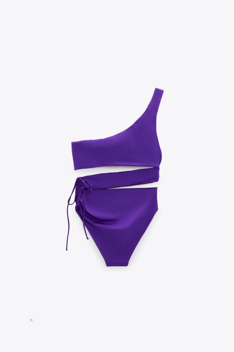 ZARA ASYMMETRIC CUT-OUT Baddräkter Dam Lila | EILDJ-6934