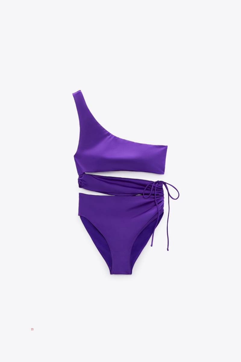 ZARA ASYMMETRIC CUT-OUT Baddräkter Dam Lila | EILDJ-6934