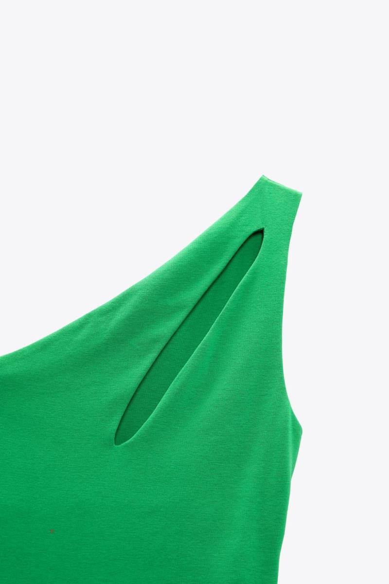 ZARA ASYMMETRIC CUT-OUT Bodysuit Dam Gröna | SRMEQ-6258