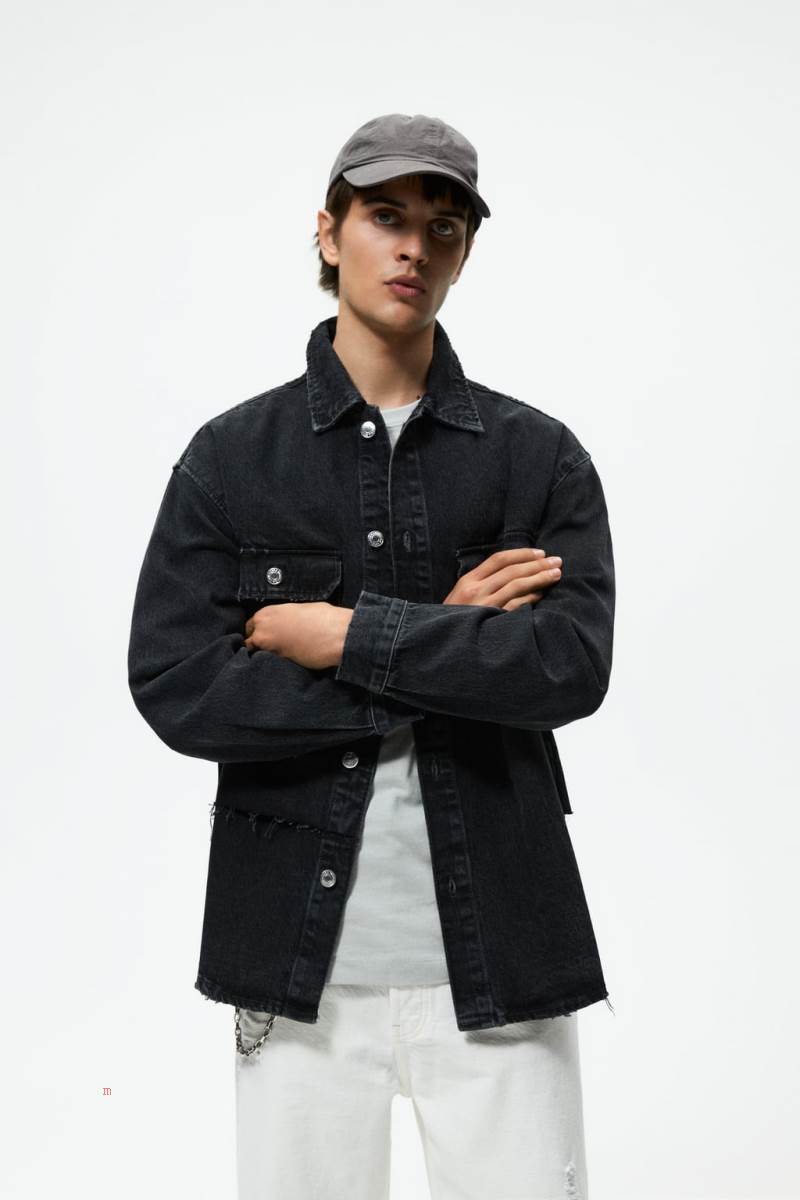 ZARA ASYMMETRIC DENIM Övertröja Herr Svarta | GIFLR-9315
