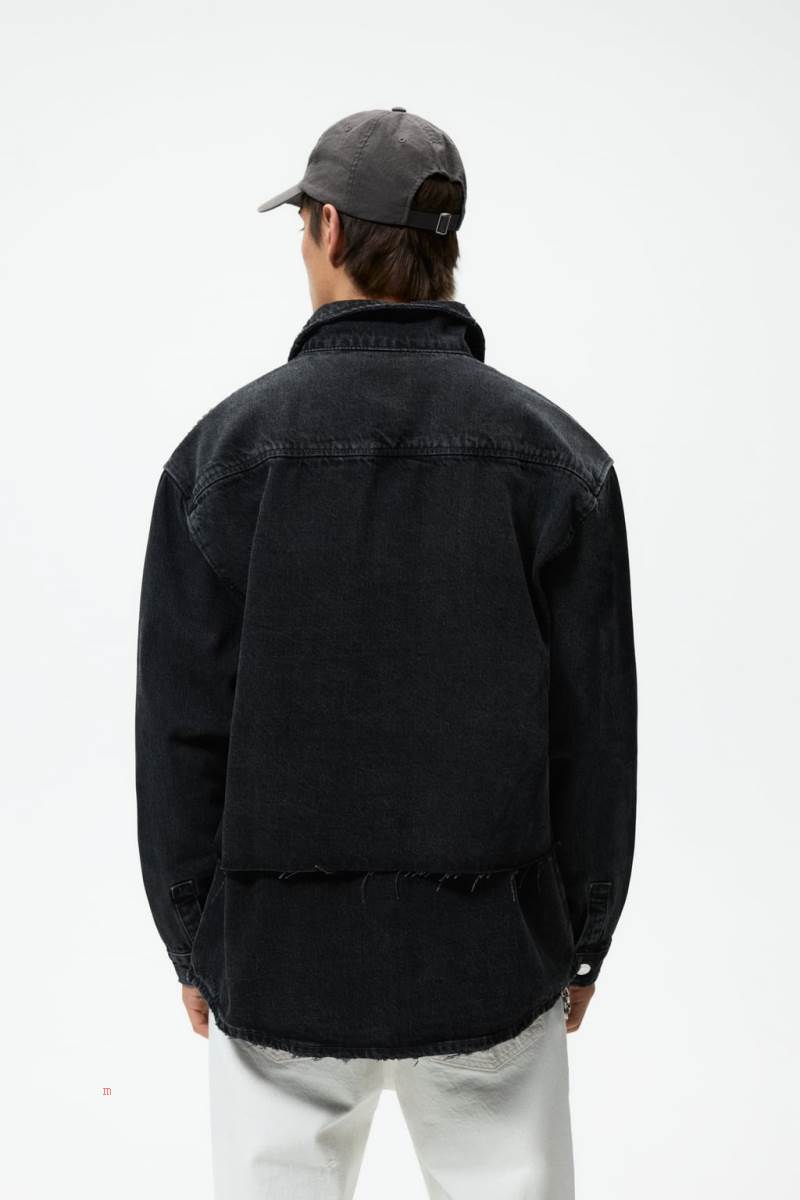 ZARA ASYMMETRIC DENIM Övertröja Herr Svarta | GIFLR-9315