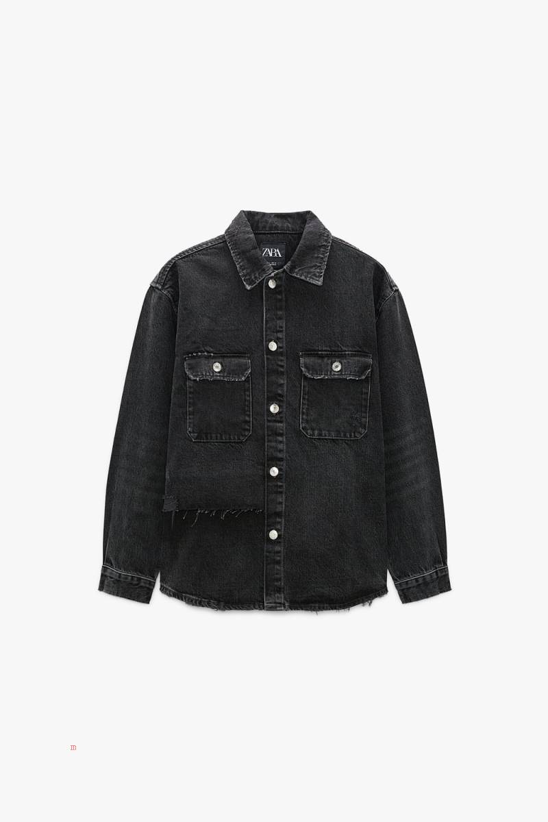 ZARA ASYMMETRIC DENIM Övertröja Herr Svarta | GIFLR-9315