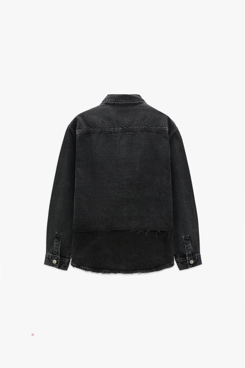 ZARA ASYMMETRIC DENIM Övertröja Herr Svarta | GIFLR-9315