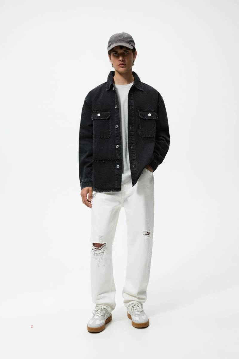 ZARA ASYMMETRIC DENIM Övertröja Herr Svarta | GIFLR-9315