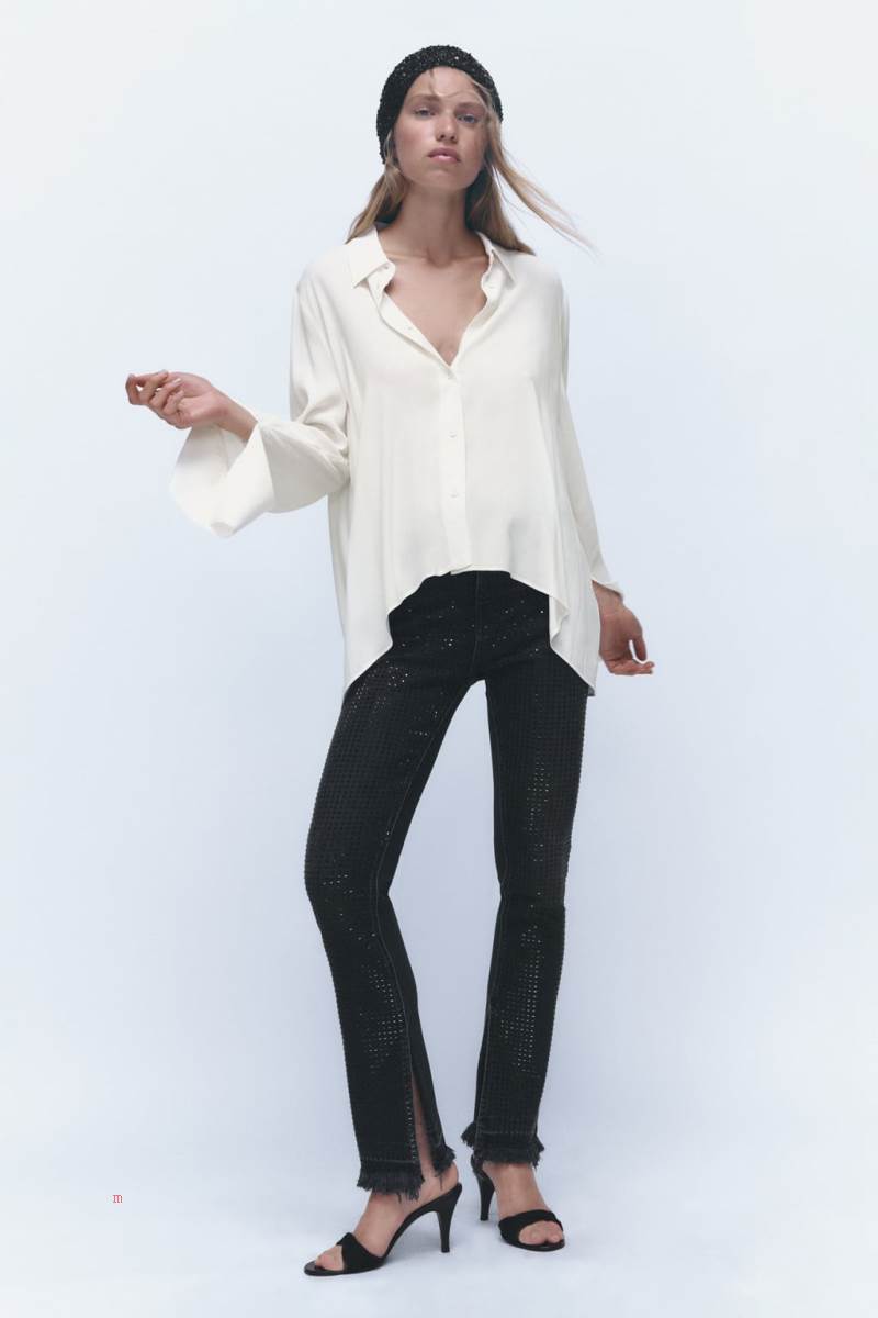 ZARA ASYMMETRIC HEM Blusar Dam Vita | WBHTN-5120