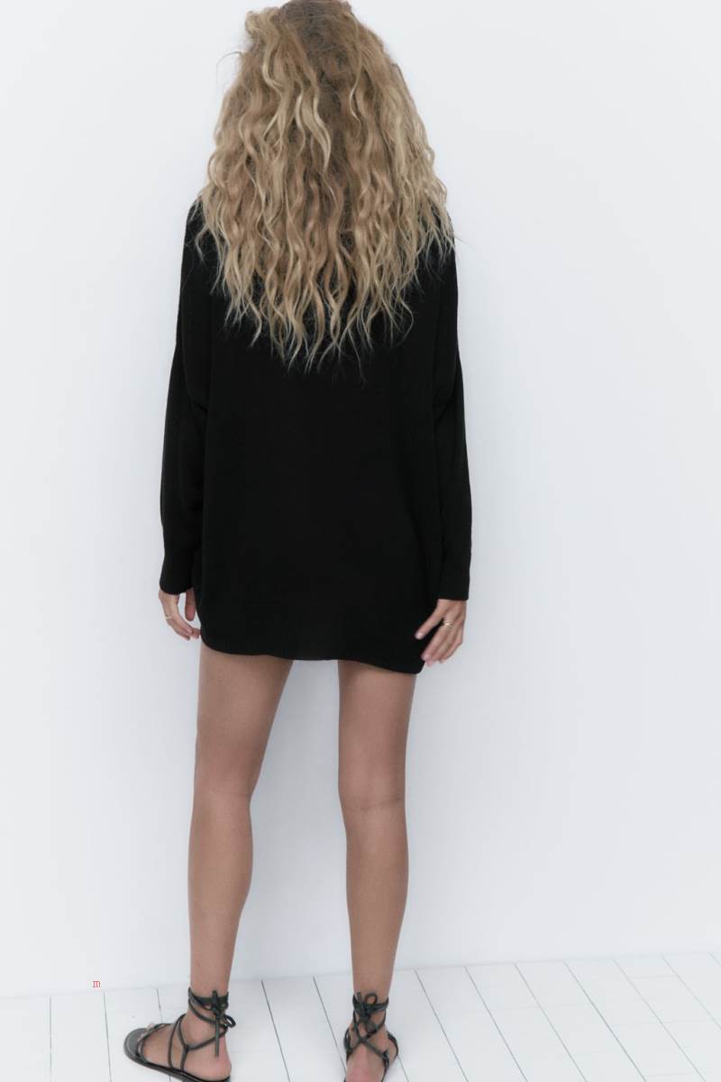 ZARA ASYMMETRIC KNIT OVERSIZE Tröjor Dam Svarta | JCIYA-8703