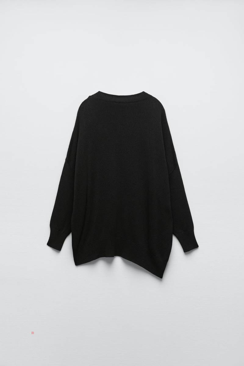 ZARA ASYMMETRIC KNIT OVERSIZE Tröjor Dam Svarta | JCIYA-8703