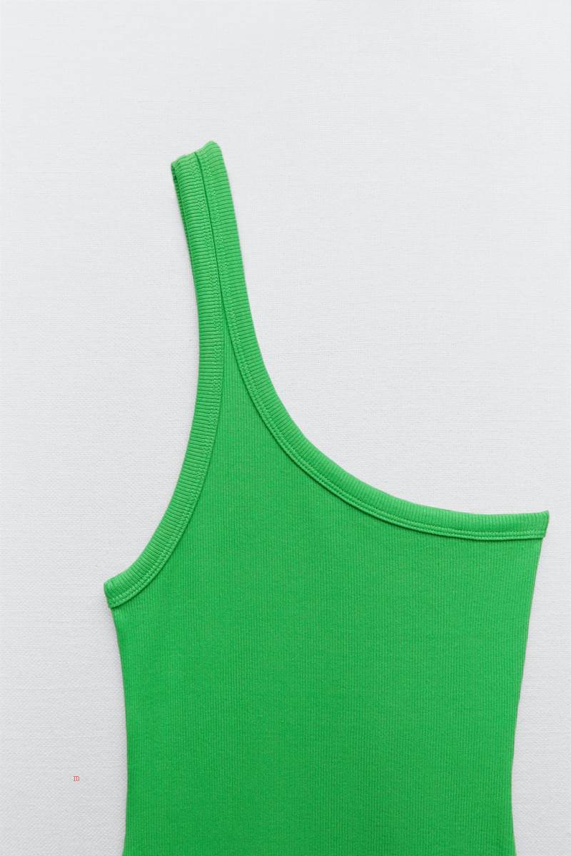 ZARA ASYMMETRIC RIBBED Klänning Dam Gröna | FQTGD-9567