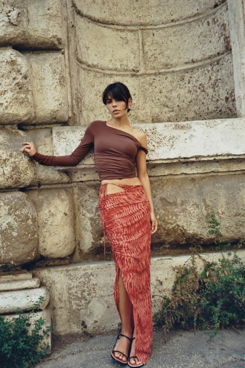 ZARA ASYMMETRIC TOP Crop Top Dam Mörkbruna | PIZDS-3682
