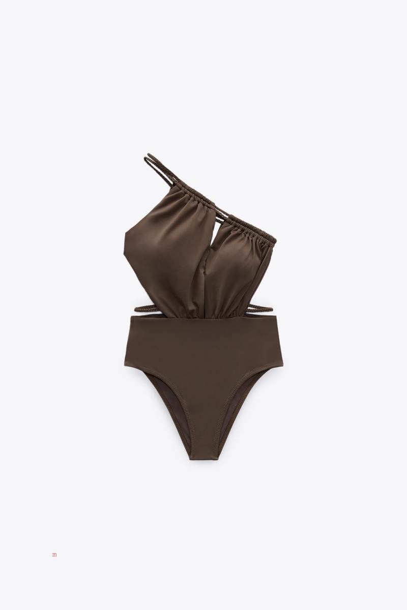 ZARA ASYMMETRIC WOVEN Baddräkter Dam Grå | TEYFH-2108