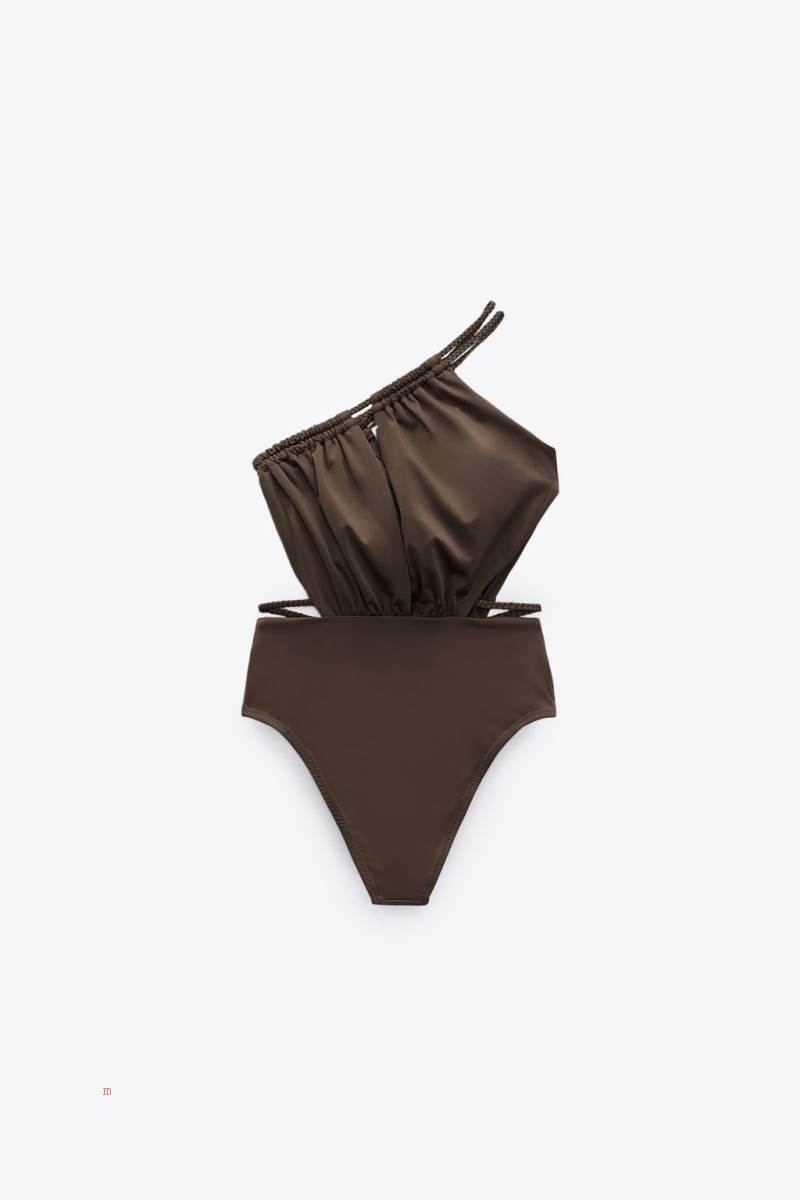 ZARA ASYMMETRIC WOVEN Baddräkter Dam Grå | TEYFH-2108