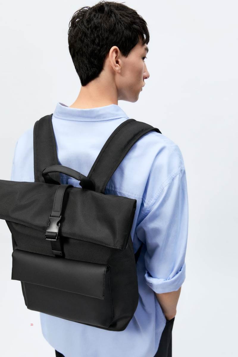 ZARA BACKPACK WITH COMBINED FLAP Ryggsäck Herr Svarta | ERZMV-3968