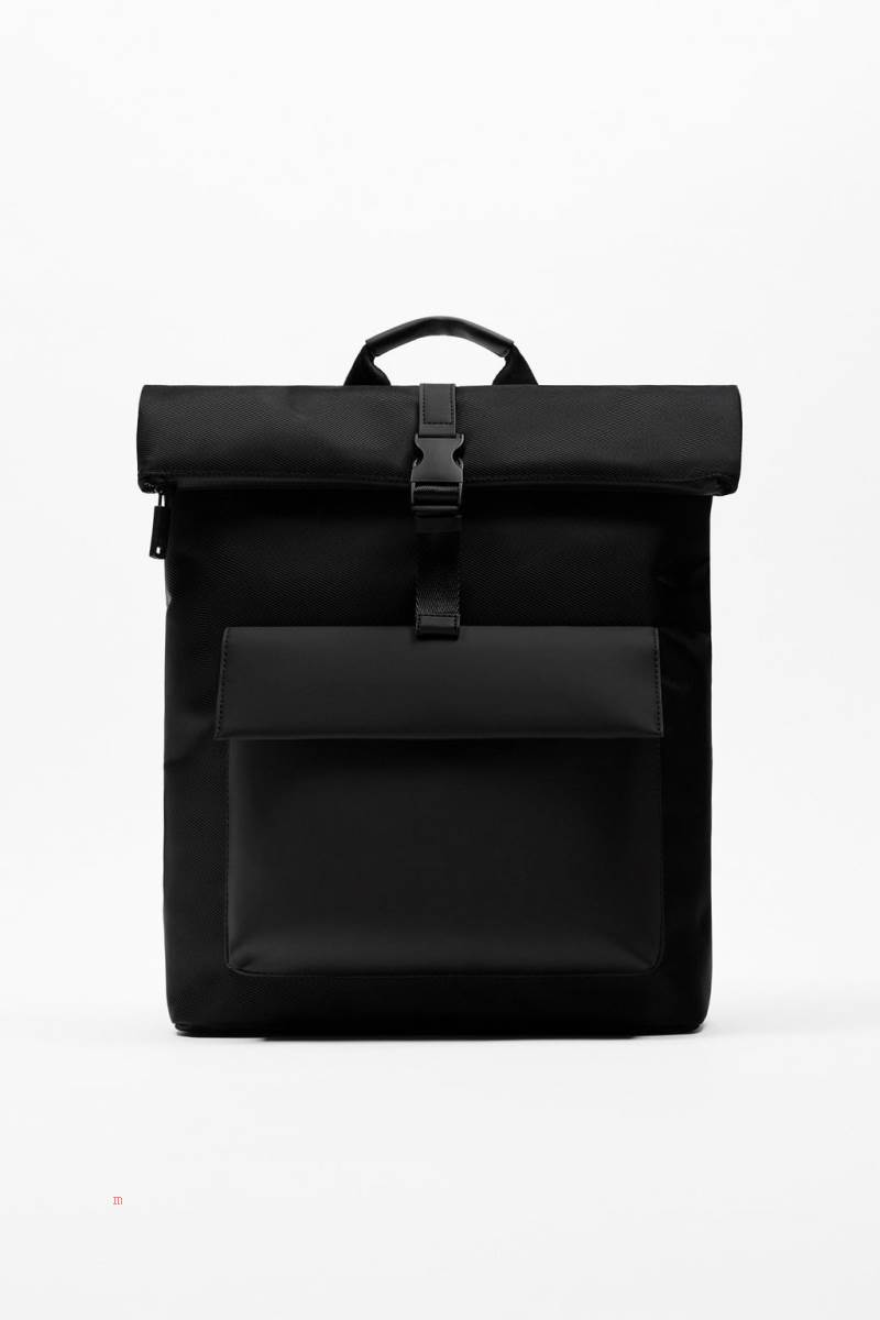 ZARA BACKPACK WITH COMBINED FLAP Ryggsäck Herr Svarta | ERZMV-3968