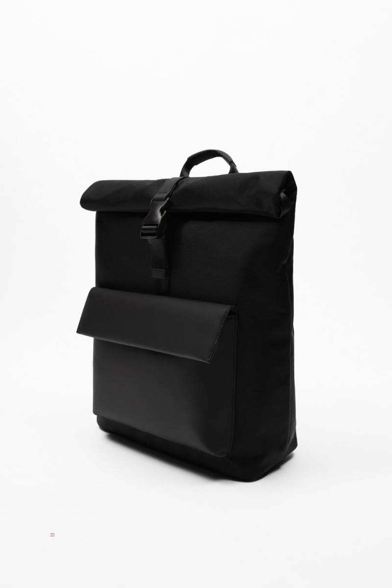 ZARA BACKPACK WITH COMBINED FLAP Ryggsäck Herr Svarta | ERZMV-3968