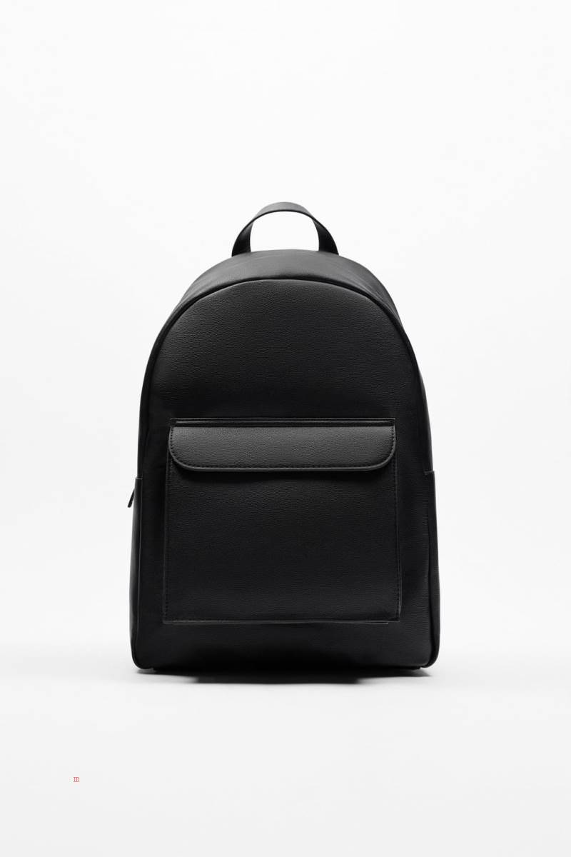 ZARA BACKPACK WITH FOLDOVER FLAP Ryggsäck Herr Svarta | CBOIZ-1325
