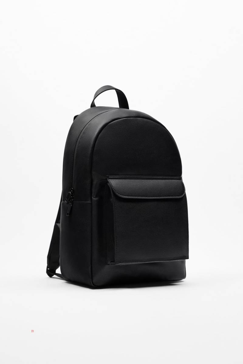 ZARA BACKPACK WITH FOLDOVER FLAP Ryggsäck Herr Svarta | CBOIZ-1325