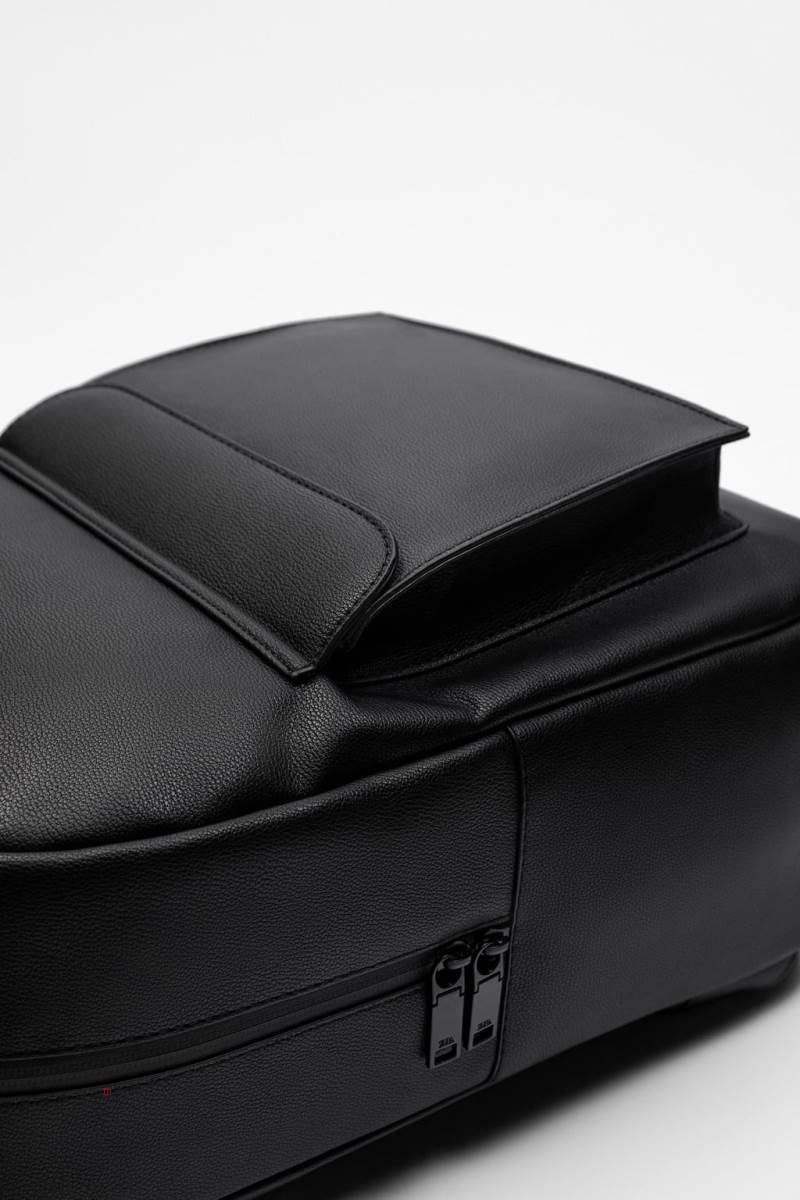 ZARA BACKPACK WITH FOLDOVER FLAP Ryggsäck Herr Svarta | CBOIZ-1325