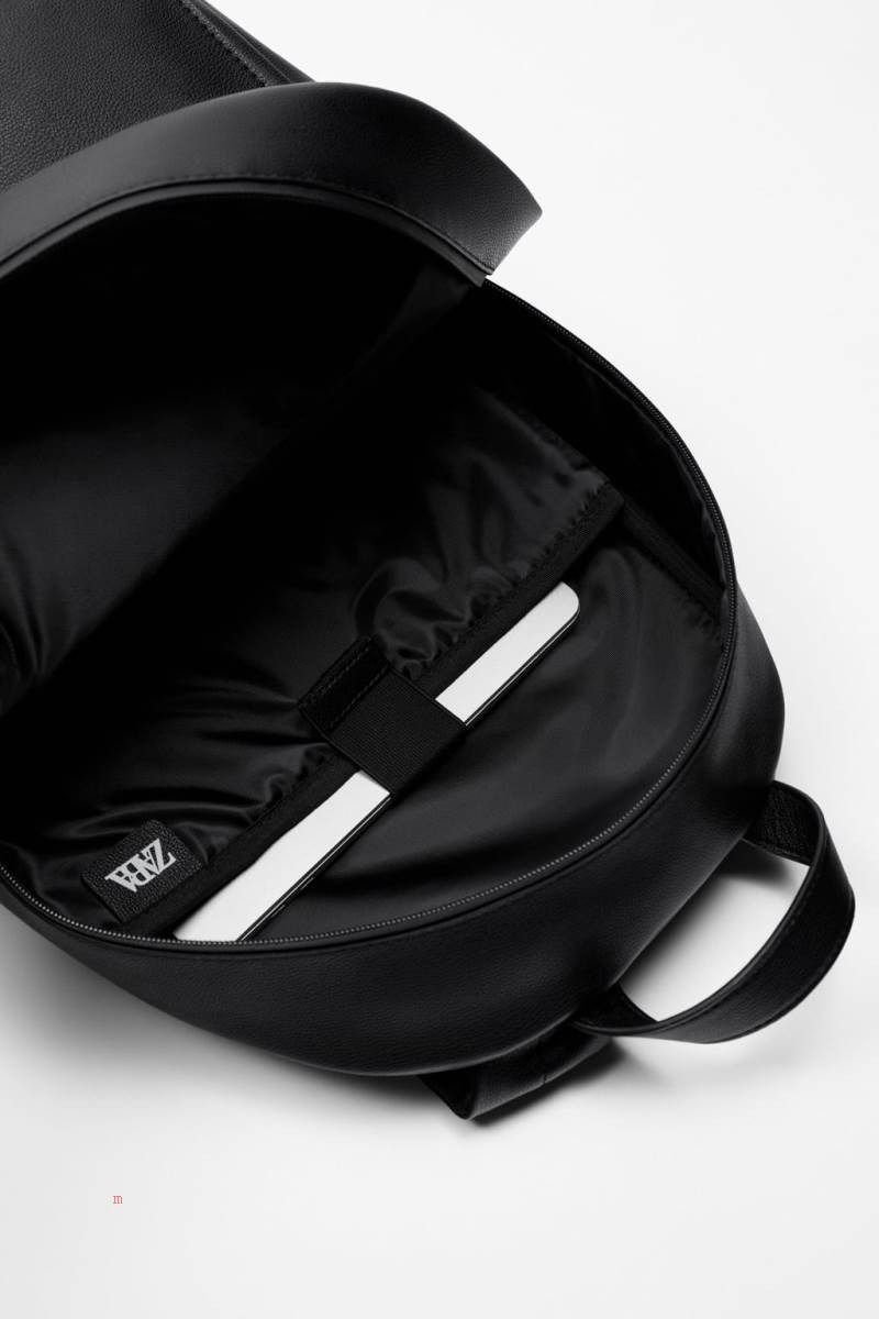 ZARA BACKPACK WITH FOLDOVER FLAP Ryggsäck Herr Svarta | CBOIZ-1325