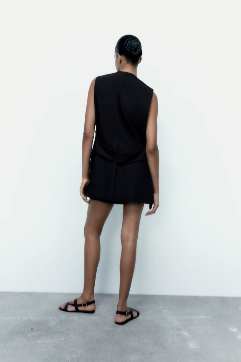 ZARA BACK STRAP Kostym Väst Dam Svarta | YTKVA-4185