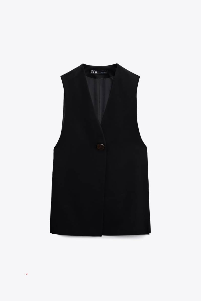 ZARA BACK STRAP Kostym Väst Dam Svarta | YTKVA-4185
