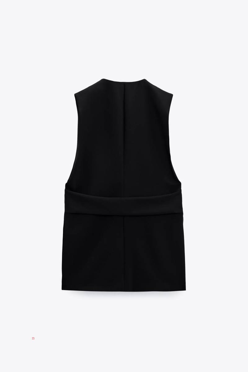ZARA BACK STRAP Kostym Väst Dam Svarta | YTKVA-4185