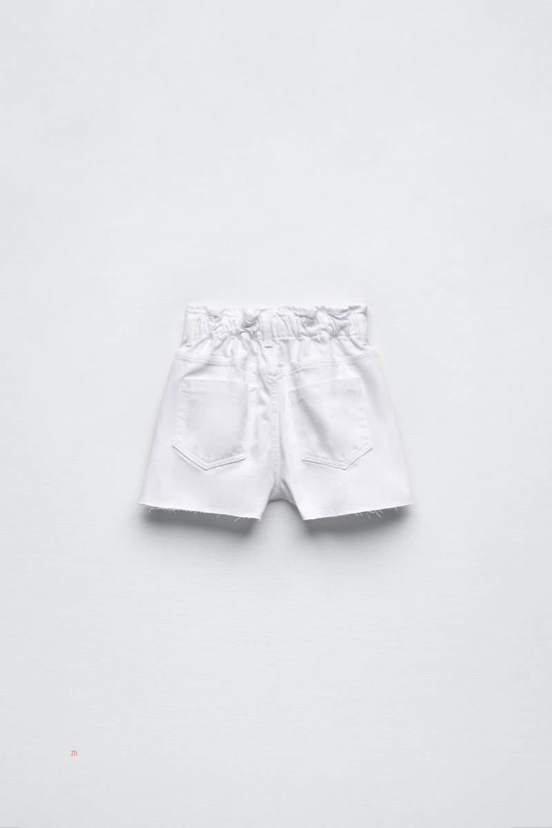 ZARA BAGGY PAPERBAG DENIM WITH BUTTONS Shorts Dam Vita | ZIHQX-9817